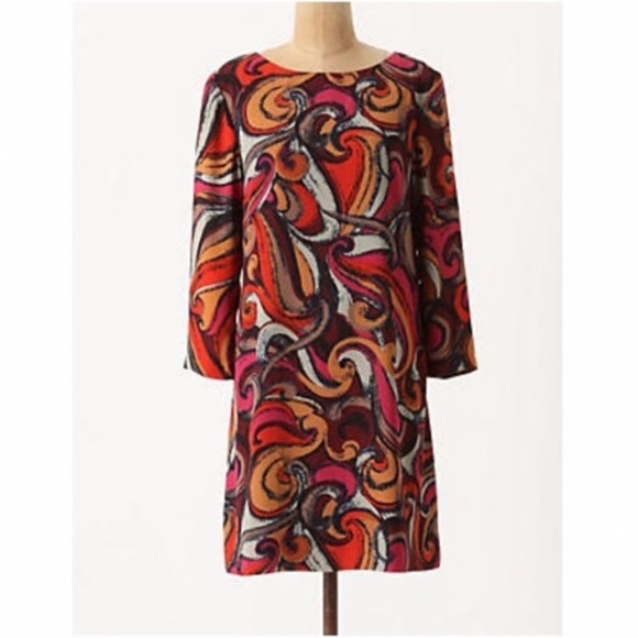 Anthropologie MAEVE Flavia mod swirl long sleeved dress, M. - Picture 4 of 6